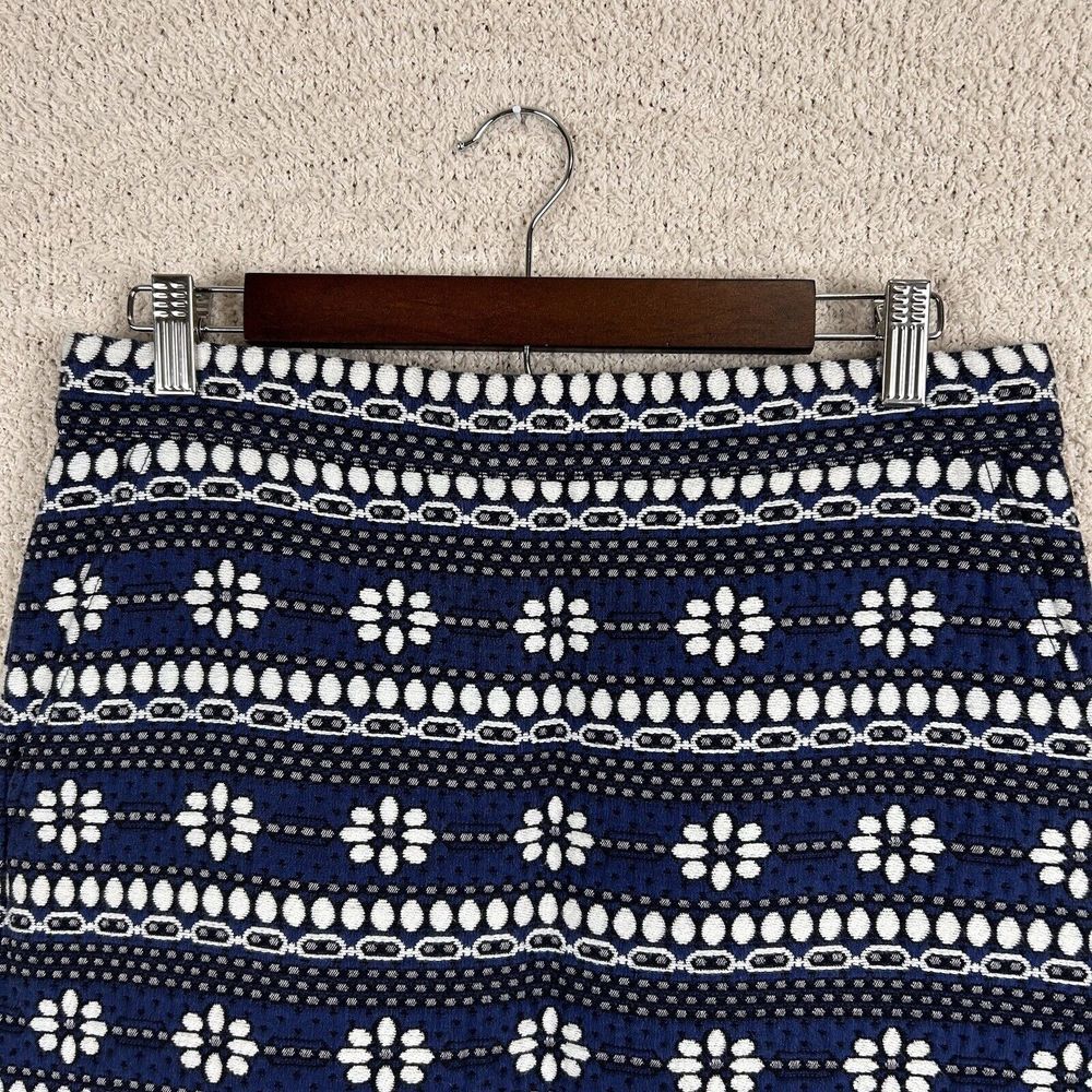 J. Crew Skirt Womens 6 Blue Floral Jacquard Lined Pencil Mini Back Zip Pockets - Picture 6 of 15